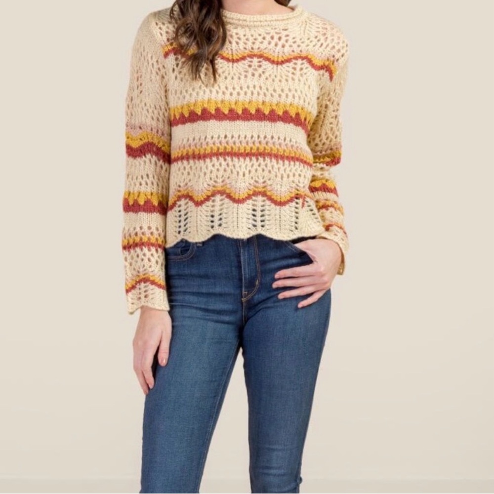 Alya Francesca’s Multicolor Knit Crochet Sweater